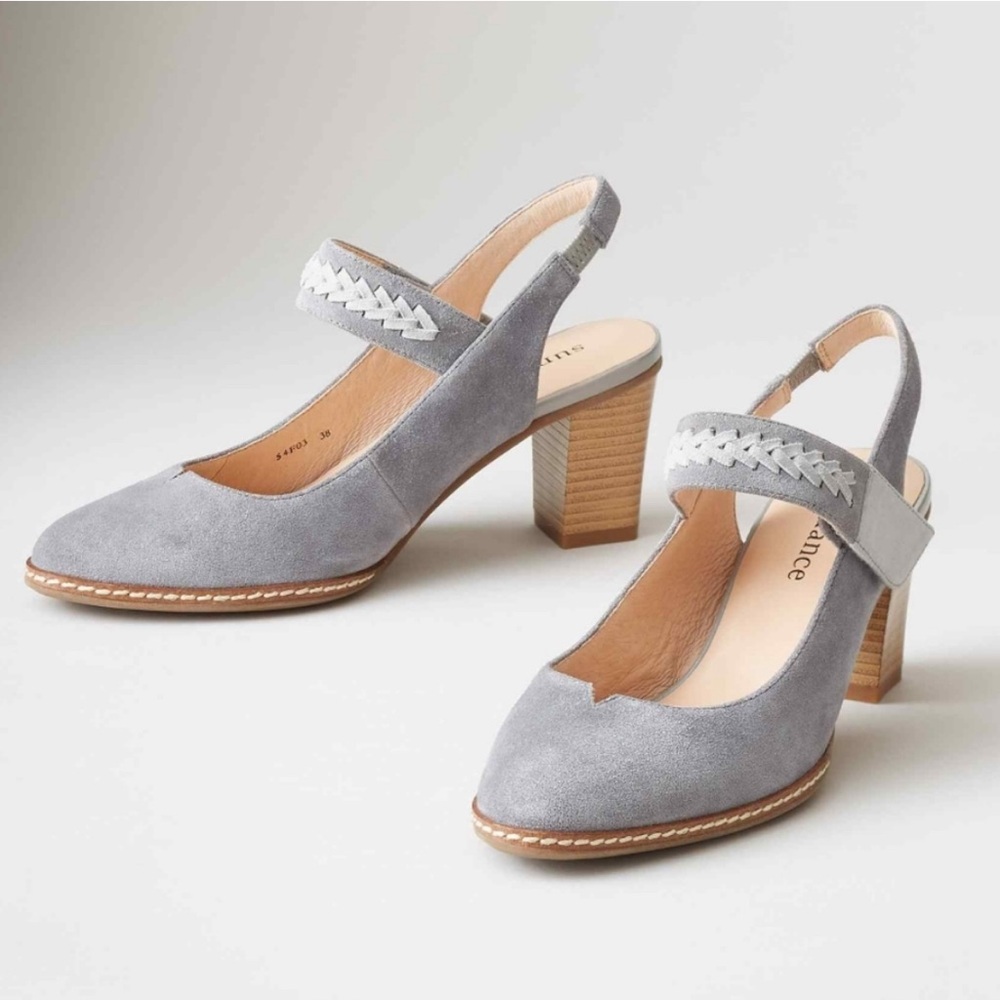 Sundance Eden Path Gray Suede Slingback Heels Size EU37